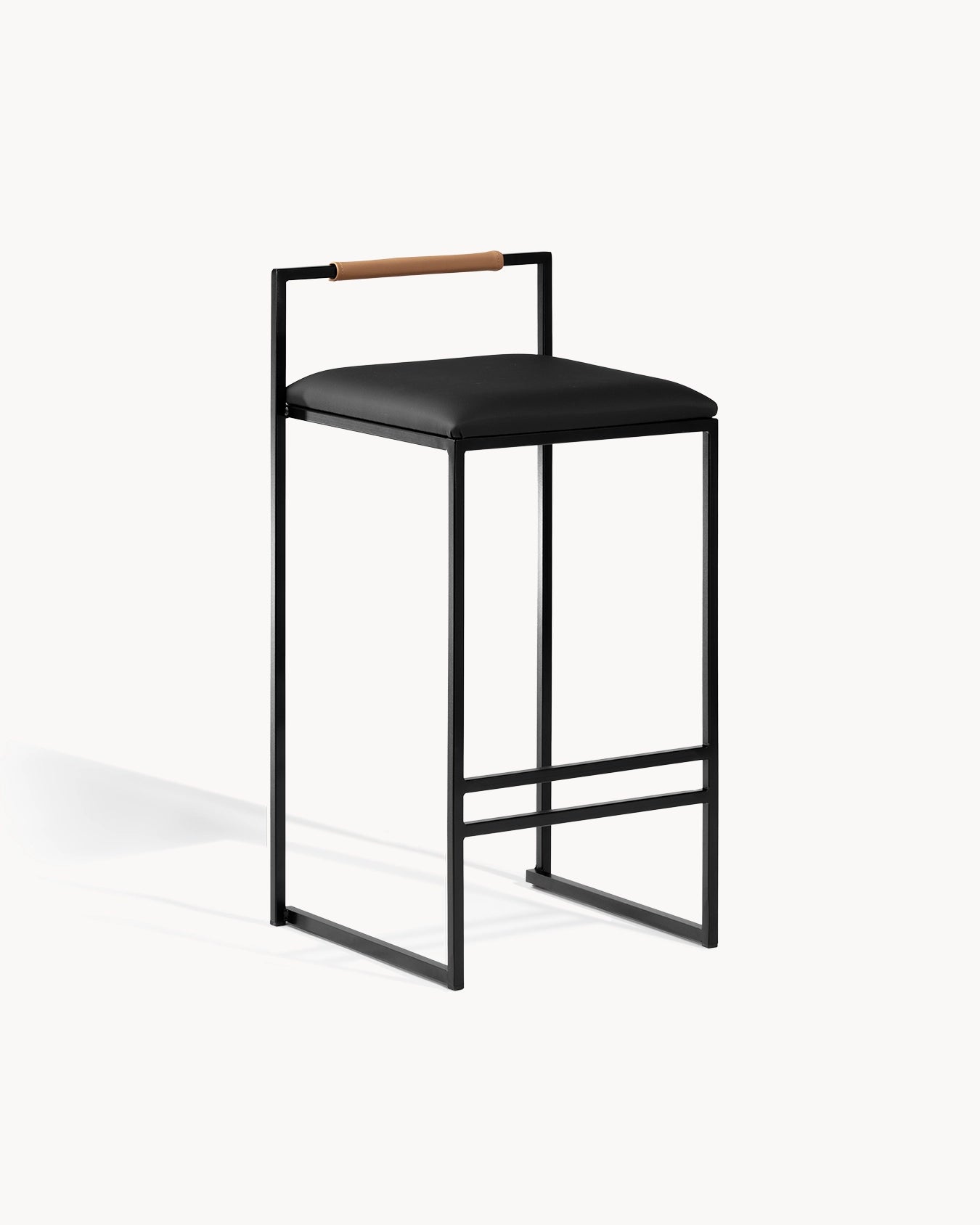 Freja Barstol - Svart - Jade black läder - Coffee bean